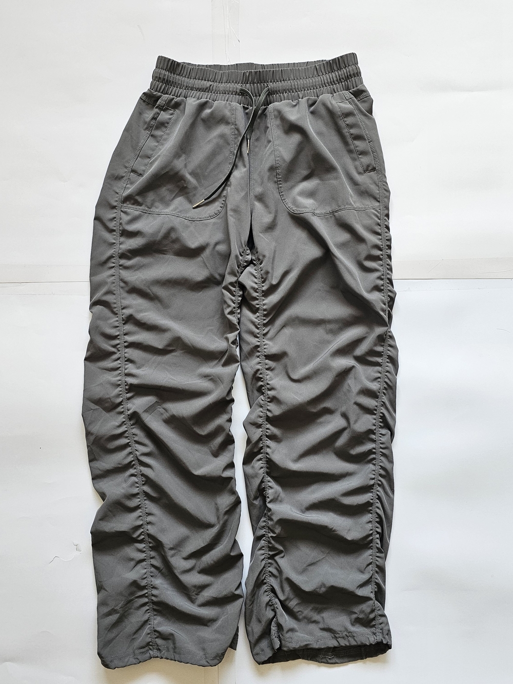 Ruched Gray Drawstring Joggers for Women